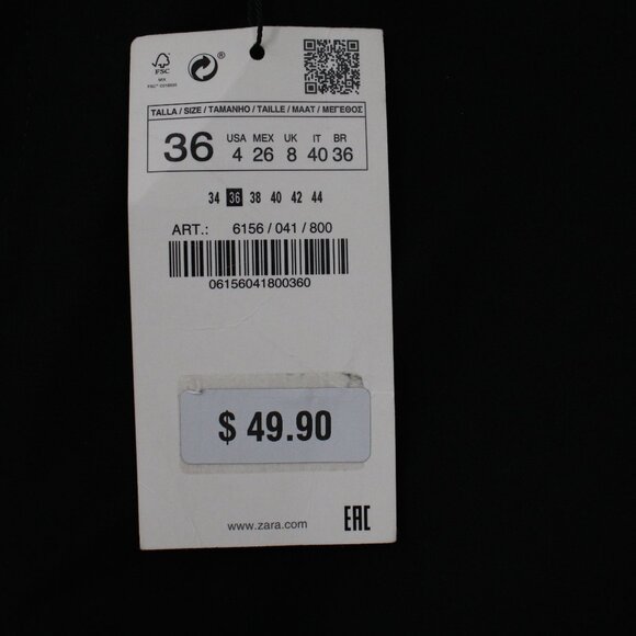 NWT Zara pants women's 4 Asymmetric Hem black cotton blend career preppy work - Picture 4 of 15